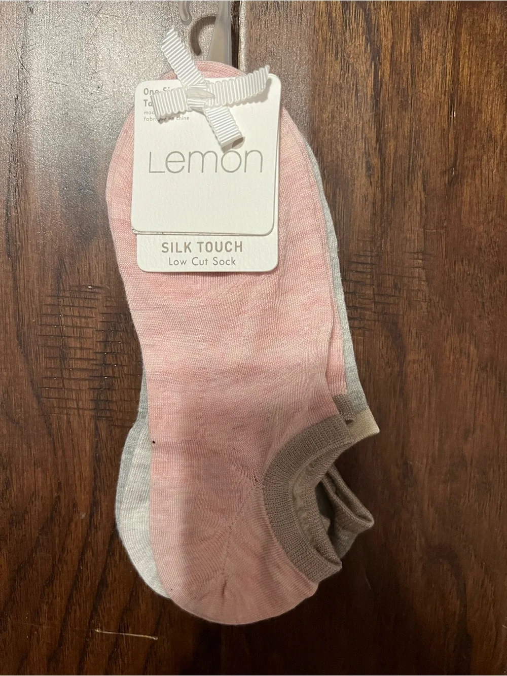 Lemon Legwear Women's Low Cut Socks - Gray & Pink 3-Pair Set, MSRP $18